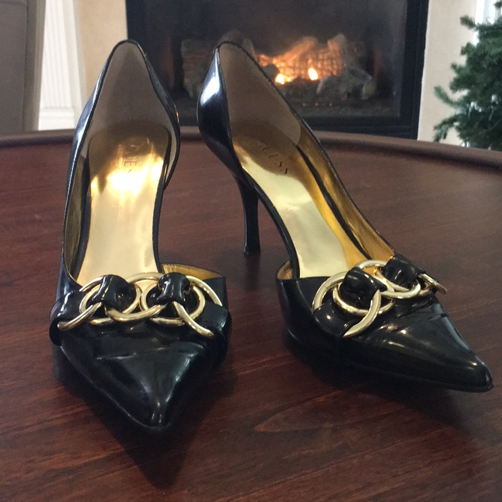 Guess by Marciano Black paten leather heels